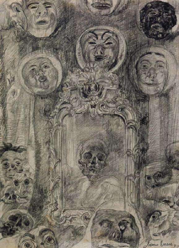James Ensor Mirror with Skeleton or The Devil-s Mirror Spain oil painting art